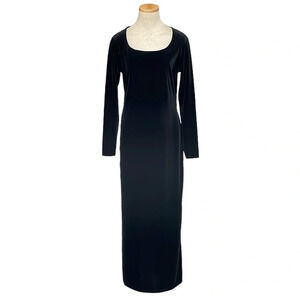 GAP Dress Women's S Small Black Velvet Long Sleeve Square Neck Maxi